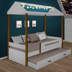 Cama Montessoriana Casinha Com Cama Auxiliar E Led Solteiro Branca Divaloto