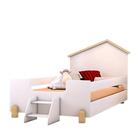 Cama Montessoriana Casinha Gold Solteiro Com Escadinha Branco - Divaloto