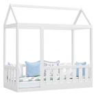 Cama Montessoriana com Grade Branco Brilho - Canaã - Canaa Baby