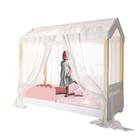 Cama Montessoriana Solteiro Rose Com Voal Branco Jhulia Divaloto