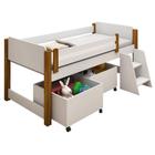 Cama Naty Design Infantil com Nichos Solteiro Divaloto - Branco/amêndoa