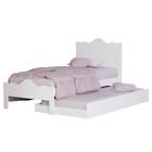 Cama Nina Com Auxiliar Solteiro Coroa Princesa Branco - JLB MOVEIS