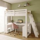 Cama Office Star Light com Escada Inclinada Casatema Branco