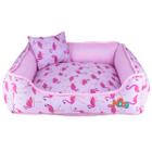 Cama para cachorro Caminha Quadrada JN Pet Rosa Flamingo