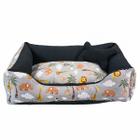 Cama para Cachorro Grande 70X55 Com Zíper Estampa Safari Cinza Com Preto