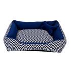 Cama para Cachorro Médio 60X50 Com Zíper Estampa Chevron Marinho