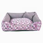 Cama para Cachorro ou Gato Tamanho Grande 70x55cm + Ossinho Geométrico Rosa Cinza