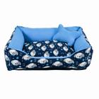 Cama para Cachorro ou Gato Tamanho Médio 60x55cm + Ossinho Cachorro Azul