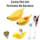 Cama pet banana pelúcia fofa p/ cães e gatos 65cm com mimos