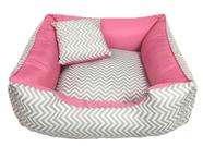 Cama Pet Cachorro Grande 80 X 80 Cm Com Zíper Chevron/Rosa