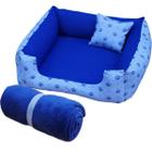 cama pet cama casinha pet médio caminha pet até 12kg +mantinha ( azul coroinhas )