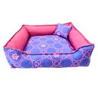 Cama Pet Quadrada Estampada 52x52x17 M Lilás - Dog Cat Store