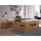 Cama Queen Multifuncional Charme com Mesa de Cabeceira - Amêndoa - Inter Link