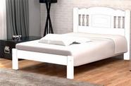 Cama Queen Size Bella de Madeira Maciça Angelim Pedra/Tauari - Cor Branco