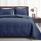 Cama queen-size Quilt Love's Cabin de microfibra escovada azul marinho