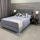 Cama Reforçada Com Cabeceira Módena Linho Cinza RBL King 1,95 X 2,05