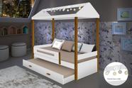 Cama sara com auxiliar e luzes em led brc/mel - casaebebeshop