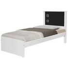 Cama Solteiro Barcelona branco com preto Com Colchão