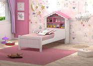 Cama Solteiro Casinha Princesa Branco e Rosa - Menina Infantil - Vitamov