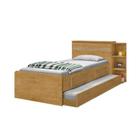 Cama Solteiro com Baú 2 Gavetas e Cama Auxiliar Jade Nature