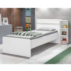 Cama Solteiro com Baú e 2 Gavetas nas Laterais Branco/Lilás Jade 90x127x218 J&A Móveis