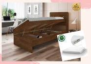 Cama solteiro com baú embutido e colchão solteiro d20 larissa malbec framar mdf/mdp - FRAMAR MOVEIS