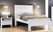 Cama Solteiro com Painel Ripado - Verona-Branco - Móveis Novo Horizonte