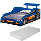 Cama Solteiro Infantil Com Colchão Menino Menina Carro Stock Car Azul Princesas Meninas Montessoriana Corrida Facil Acesso quarto criança