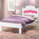 Cama Solteiro Iris Branco Rosa - CasaH