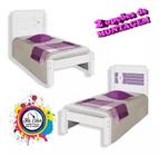 Cama Solteiro Livia 100% Mdf e Estrado 100% Madeira Carmolar Branco/Lilas