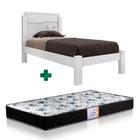 Cama Solteiro MDF Leticia Branco Framar Com Colchão Gazin