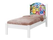 Cama Solteiro Menina Adesivada Castelo Princesas Branca