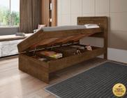 Cama solteiro reforçada com baú interno larissa mdf/mdp malbec