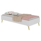 Cama Solteiro Retrô para colchão 88 x 188 cm 100% MDF Multimóveis FG2996BR Branco/Natural