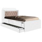 Cama Tamires Com Cama Auxiliar Solteiro 2 Gavetas e Cabeceira Baú Cambel Cor Branco