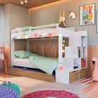 Cama Treliche Infantil Solteiro Com Cama Auxiliar E Escada Branco Aveiro OAK Redford Shop Jm