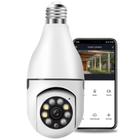 Câmera de Segurança IP Wifi Externa Lâmpada 360 Sem Fio Infravermelho Panorâmica Giratória 1080P Full HD Resiste a água - Câmera Segurança