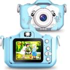 Camera Digital Azul Infantil Mini Efeitos Fotos Voz Recarregável Com Capa Proteção Cachorro Jogos