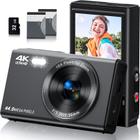 Câmera digital Saneen FHD Kids 4K 44MP com cartão SD Flash de 32GB