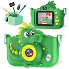 Câmera Infantil Qupite Dinosaur 1080P HD - 32GB + Cartão SD - 3 a 9 Anos