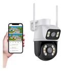 Câmera IP Sem Fio de Segurança Externa HD 3MP, Dupla Lente Grande Angular à Prova D'água