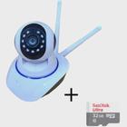 Camera robo ip wi-fi 360º 2 antenas pet ou baba eletronica com aplicativo yoosee E cartão 32GB
