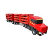 Carreta Bitrem Scania Bau Madeira Brinquedo 7eixo Cocacola