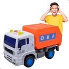 Caminhão Carrinho Coleta de Lixo Lixeiro Com Fricção Sons e Luzes Brinquedo Menino Infantil - DM Toys