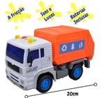 Caminhão Coleta de Lixo Fricção c/ Sons e Luzes Brinquedo Infantil - DM Toys