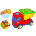 Caminhão Com Blocos Didáticos De Encaixar Coleção Happy - Usual Brinquedos