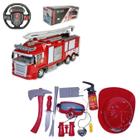 Caminhão Controle Remoto Recarregavel + Kit 11 Pç Bombeiros - Elite