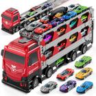 Caminhão de transporte Toy Ci Vetch com 24 carros fundidos sob pressão para meninos de 3 a 7 anos