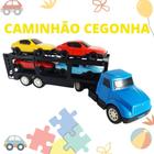 Caminhão Carreta Cegonheira Cegonha + 2 Carrinhos Brinquedo Infantil  Meninos Promoção - Escorrega o Preço