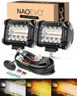 Caminhão offroad LED Pod Lights NAOEVO de 10 cm, âmbar branco, pacote com 2 unidades